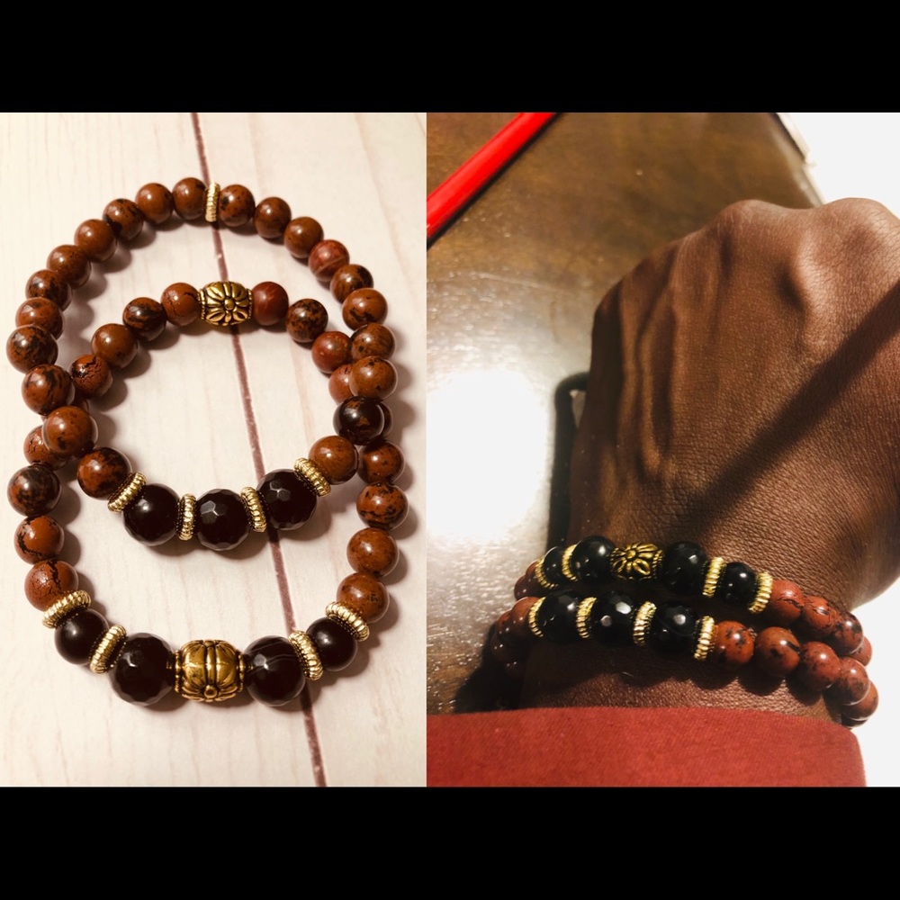 Luxury Natural Stone Bead Bracelet Set.